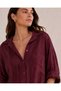 Women's Wide Fit Textured Woven Oversize Premium Pocketed Shirt - 5