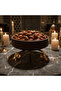 Dark Brown Wooden Dates Bowl with Gold Metal Base - 25×15 cm - 2
