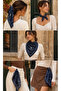 Women's Navy Blue Shawl Patterned Cotton 70X70 Imported Scarf Flr6002