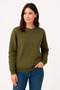 Three thread flat bicycle collar sweatshirt - khaki - 3