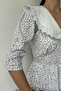 White Polka Dot Apron Collar Dress - 3