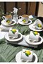 6-Person Gilded Porcelain Lemon Coffee Cup with Gold Lemon Decoration 90 ml
