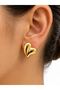 Heart Detailed Gold Steel Earrings - 4
