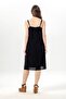 Strappy Yazgı Şile Bezi Summer Short Embroidered Dress Black Syh - 2