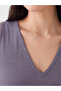 Vizyon New Season Lilac V-Neck Women's Ribbed Undershirt - 3