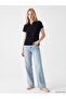Black Polo Neck Pique Women's T-Shirt - 2