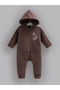 Baby Boy Overalls 2 Threaded Hooded Zippered Overalls with Pockets - 2