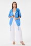 Women's Blue Italian 100% Linen Mesh Hooded Zippered Linen Jacket Size 38 - 44 - 6