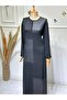 Women's Crystal Combed Cotton Fabric, Stone and Leather Detailed Dress - 4