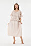 Beige Italian Floral Lace Long Dress 40 - 48 Size