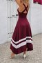 Women's round neck asymmetric stripe detail long viscose dress - 3