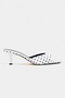 Promise White Polka Dot Patterned Pointed Toe Women's Thin Heeled Slippers - 5