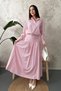 Women's Red Shirt-Skirt Set Striped Shirt Skirt Set Shirt Collar Buttoned Corseted Gathered Long