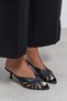 Rosie Black Metallic Open Toe Detailed Caged Women's Heeled Slippers - 3