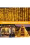 Outdoor solar curtain light, 3m x 3m, 300 LED solar lights, with remote control, 8 modes, solar waterfall (warm white light) - 2