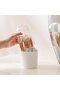 1 piece, Storage tube, Makeup brush organizer with lid, White striped storage tube, 360-degree rotating storage box - 4