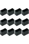 A set of 12 black rubber furniture leg protectors – 15 x 30 mm – reduces noise and protects floors.