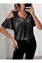 Women's Short Sleeve Strappy Lace Detailed Dubai Blouse - 3