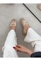Beige Mesh (Zaylee) Buckle Detail Women's Ballerinas - 3