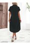 Women's short sleeve collared button detail midi woven dress - 4