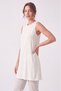 Women's Four Seasons Crew Neck Sleeveless Viscose Short Tunic Ecru - 5