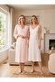 New Season Ecru Striped Easy Breastfeeding Design Lace Detailed Straps 100% Cotton Maternity Nightgown Set - 2
