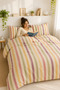 Milbay Group Multi-Colored Striped Duvet Cover Set Modern Minimalist Geometric Pattern Double Bed Quilt Cover - 3