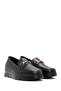 Women's Black Buckle Detailed Leather Comfort Loafer Af170003Dv - 2