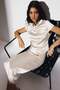 Fitted High Neck Satin Short Sleeve Blouse I5025Ax26Au