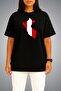 Oversize Peru Flag and Map Chest Printed Unisex T-Shirt - 2
