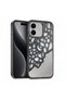 Apple iPhone 16 Plus Compatible Case Mirrored Lace Silicone Case Black