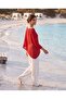 Women's Asymmetrical Transparent Knitwear Poncho Red 31228 - 2