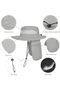 Two-piece sun hat set with wide brim, UV protection, and a flap closure around the neck. Suitable for hiking, fishing, and gardening. - Grey - 3