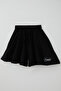 Girl's Comfortable Cut Wide Leg Shorts with Text Print, Ages 6-12, Black - 3