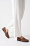 Natalia Brown Suede Women's Casual Soft Textured Oval Toe Moccasin Stitched Drawstring Loafer Shoes - 6