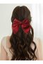 Two-piece set of black women's hair clips, ribbon bow, large hair clips, French style hair clips, for girls. - 2