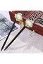 Two-piece women's wooden Chinese-style hair clip, retro hair accessory with elegant flower tassel stick - 2