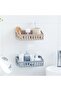 Two-piece wall-mounted bathroom storage rack set, no drilling required for installation. Includes a plastic soap dish and drain rack for toiletries - 2