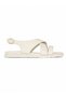 Women's Ecru Cross-Strapped Buckle Flat Sole Daily Summer Sandals