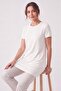 Women's Four Seasons Crew Neck Short Sleeve Viscose Short Tunic White - 5