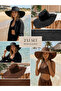 Set of 2 Black Brown Wide Brim Straw Summer Beach Hat Sun Protection Shsr2005