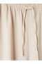 Lcw Petite Beige Wide Leg Women's Trousers with Elastic Waist - 5