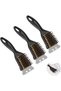 Set of 3 Grill Brushes, 2-in-1 BBQ Razor-Sharp Brush with Brass Bristles and Stainless Steel Scraper, Ergonomic PP Handle for Gas and Charcoal Grills