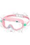 Children's swimming goggles w/large anti-fog frame, one-button silicone adjustment, unisex swimming goggles for ages 3-10 (pink)