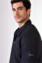 Men's Slim Fit Navy Blue Coat - 5