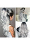 26-Inch Wavy Black Ombre Grey Synthetic Wig for Women (heat resistant). - 2