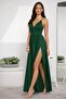 Women's Rope Strap Double Breasted Crepe Long Dress with Slit Detail