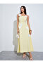 Yellow Strappy Maxi Dress with Floral Applique - 2