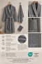 Eldy Men's Robe Set, 3 Pieces, 100% Cotton Certified Shawl Collar Striped Robe Set - Gray Color - 3