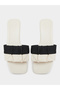 White Ruched Strap Sandals - 5